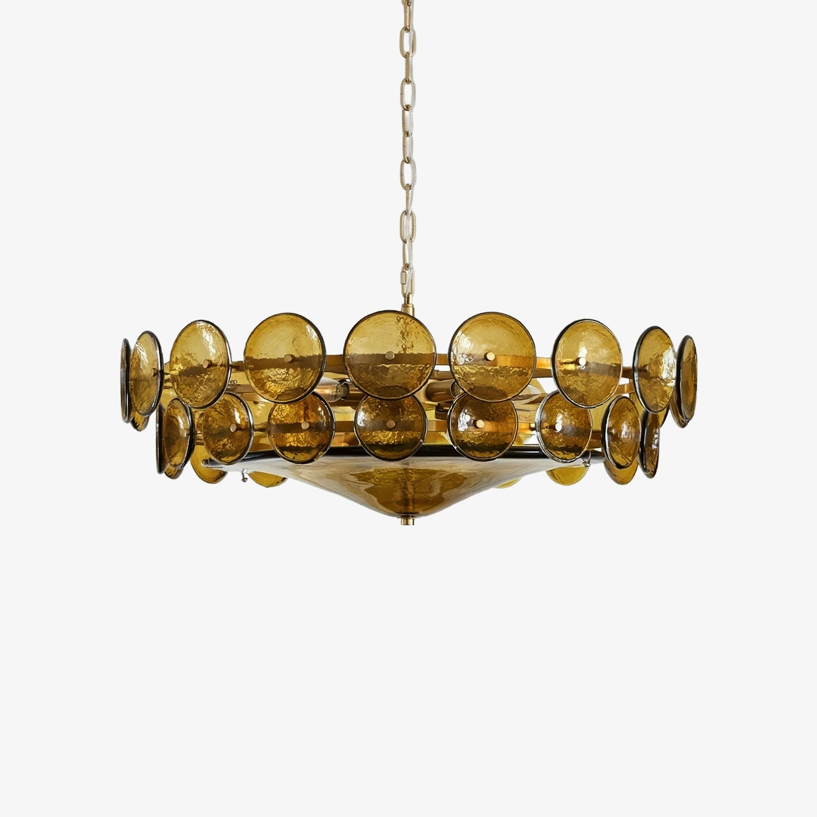 Ribbed Solaris Disc Glass Chandelier