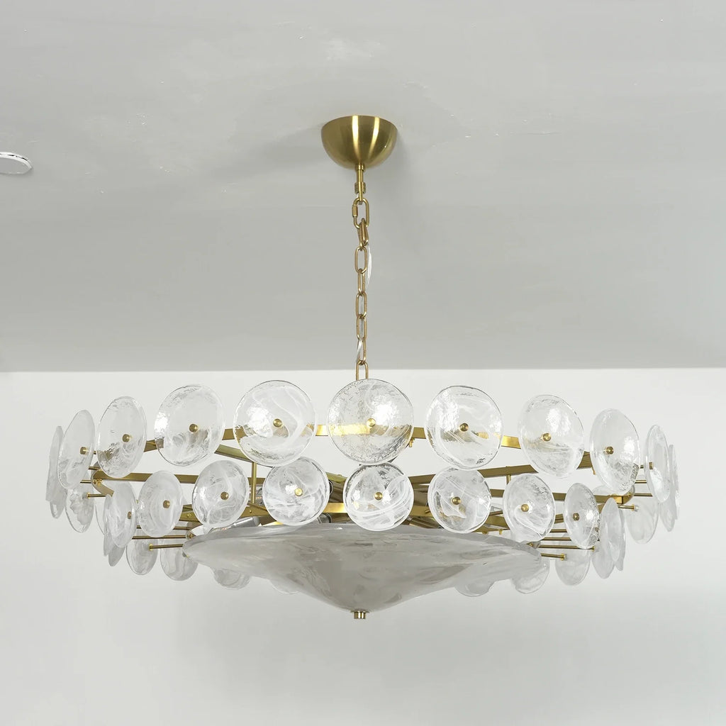 Ribbed Solaris Disc Glass Chandelier