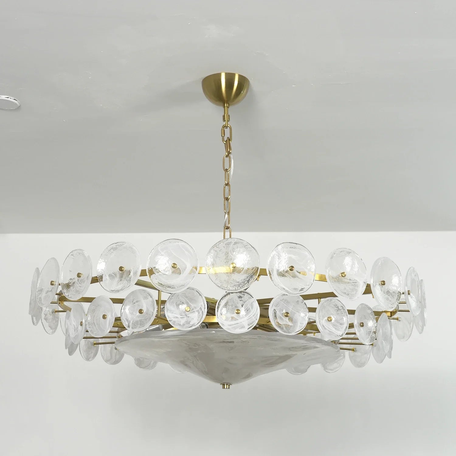 Ribbed Solaris Disc Glass Chandelier