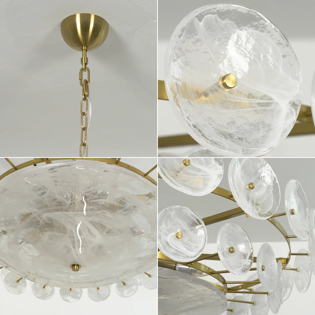 Ribbed Solaris Disc Glass Chandelier