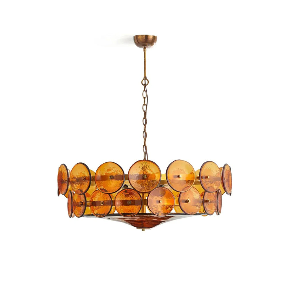 Ribbed Solaris Disc Glass Chandelier