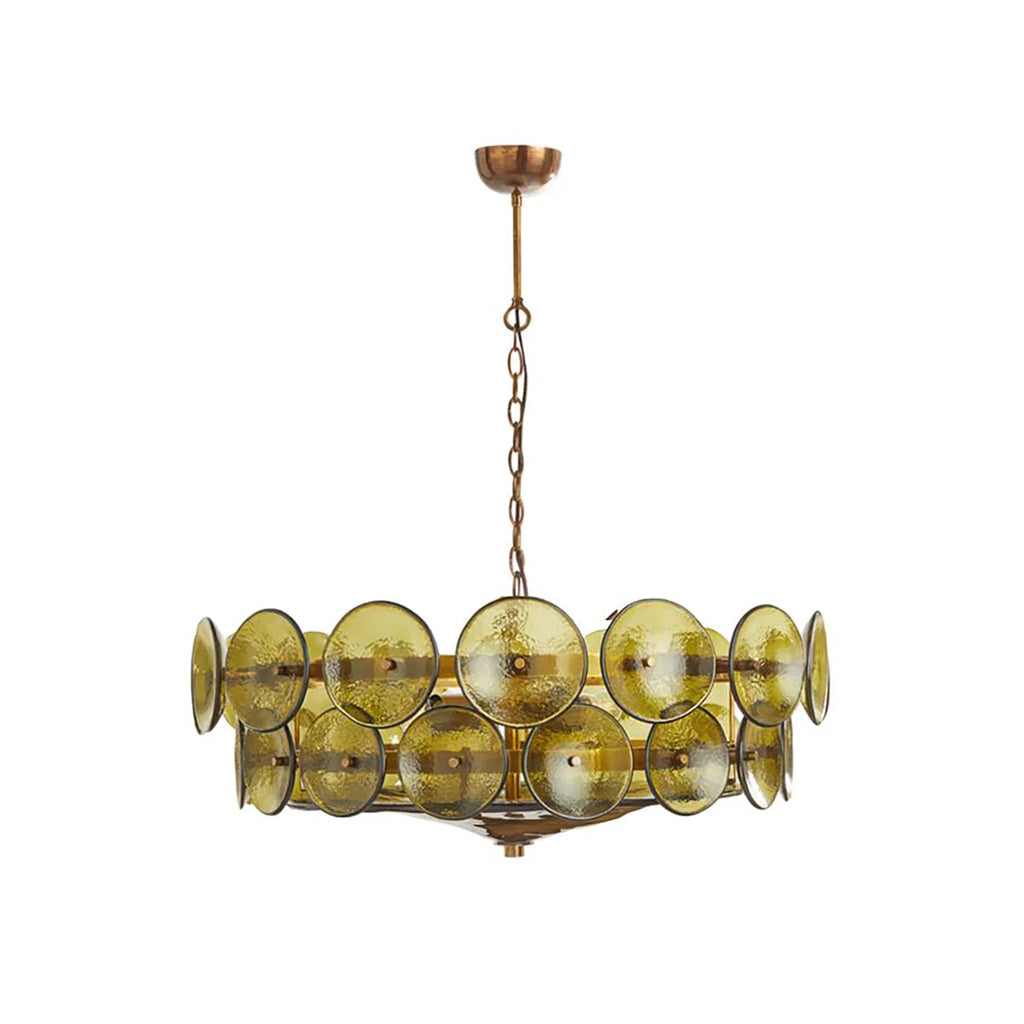 Ribbed Solaris Disc Glass Chandelier