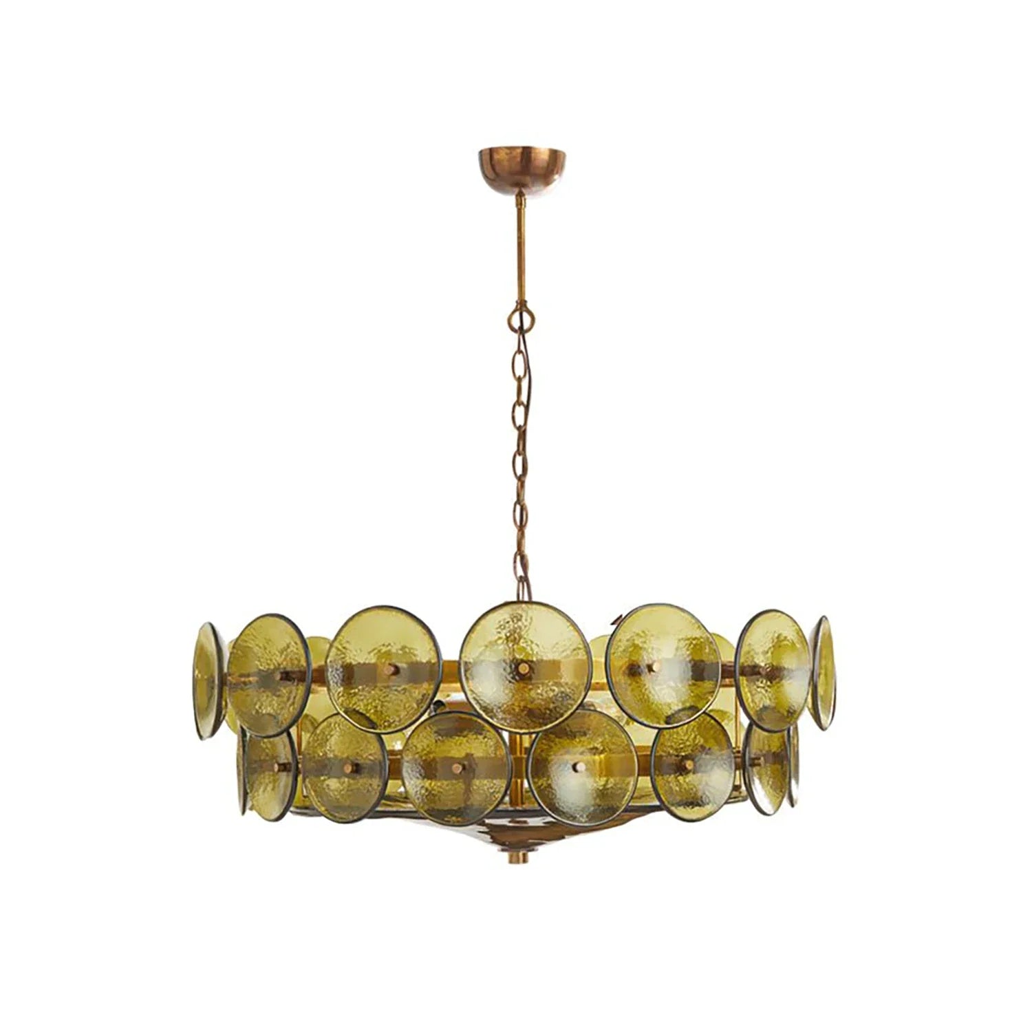 Ribbed Solaris Disc Glass Chandelier