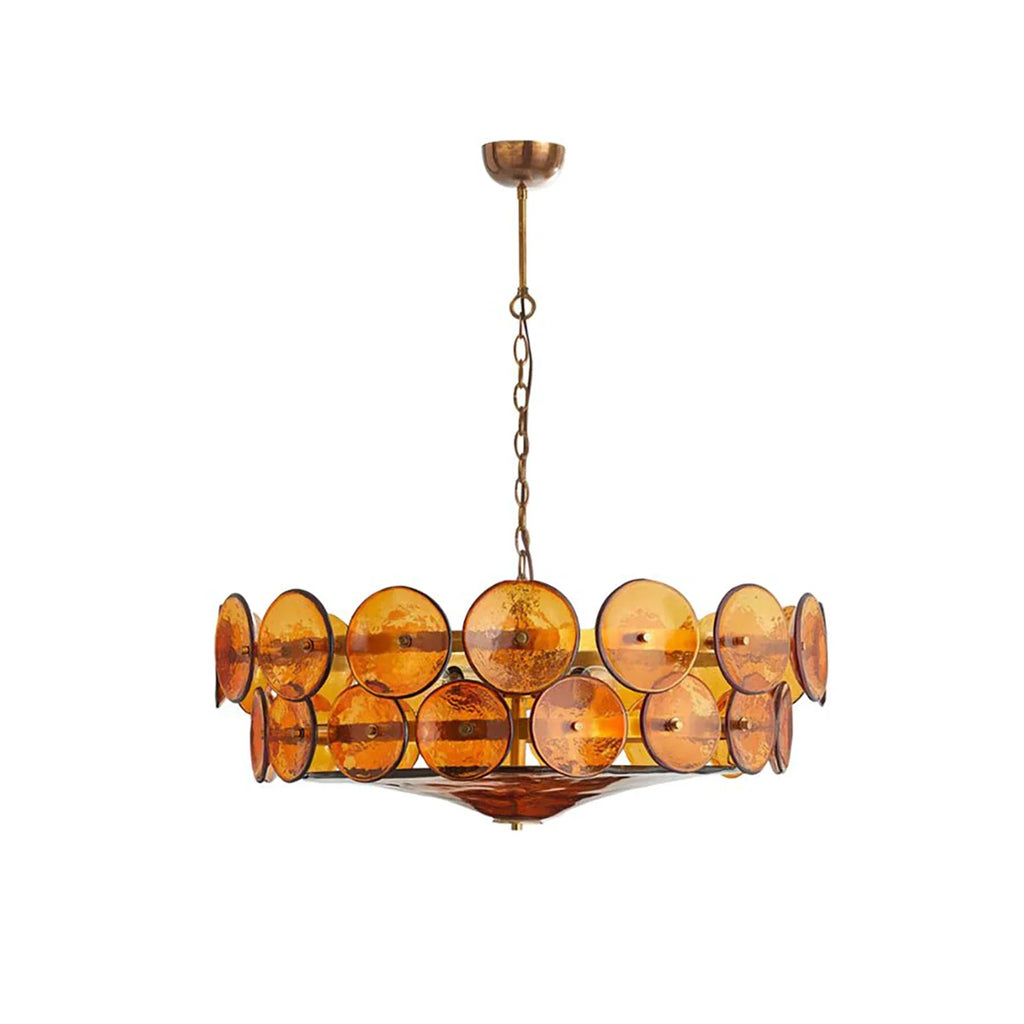 Ribbed Solaris Disc Glass Chandelier