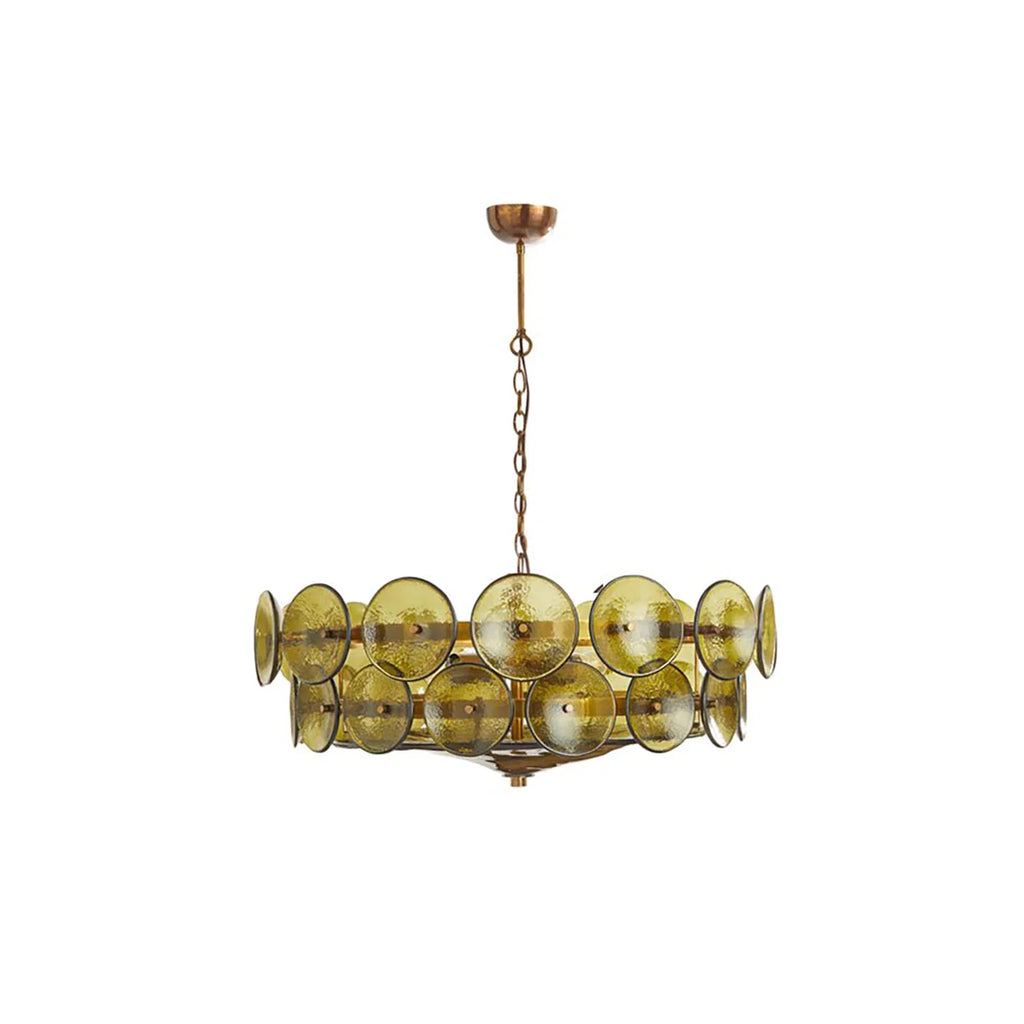 Ribbed Solaris Disc Glass Chandelier