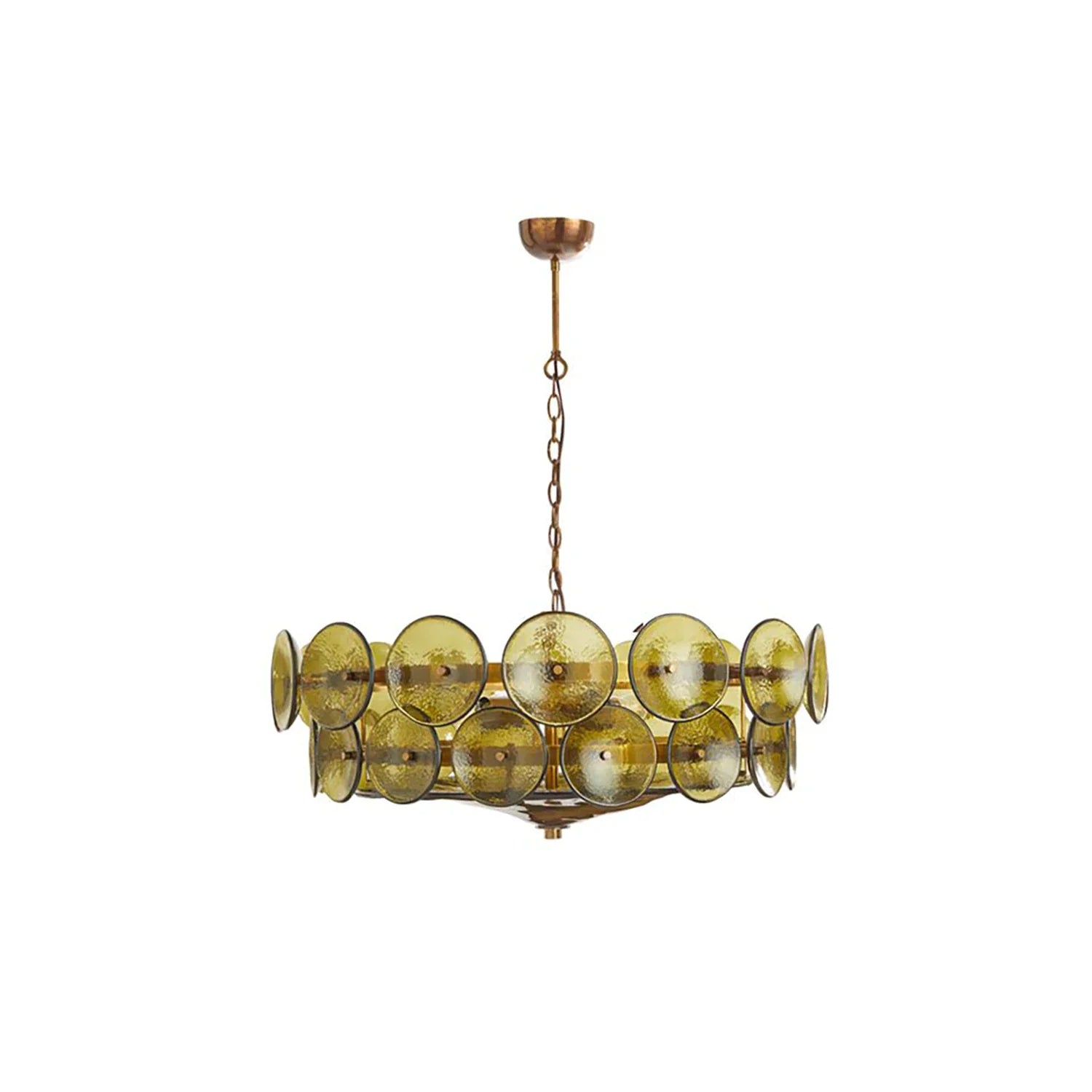 Ribbed Solaris Disc Glass Chandelier
