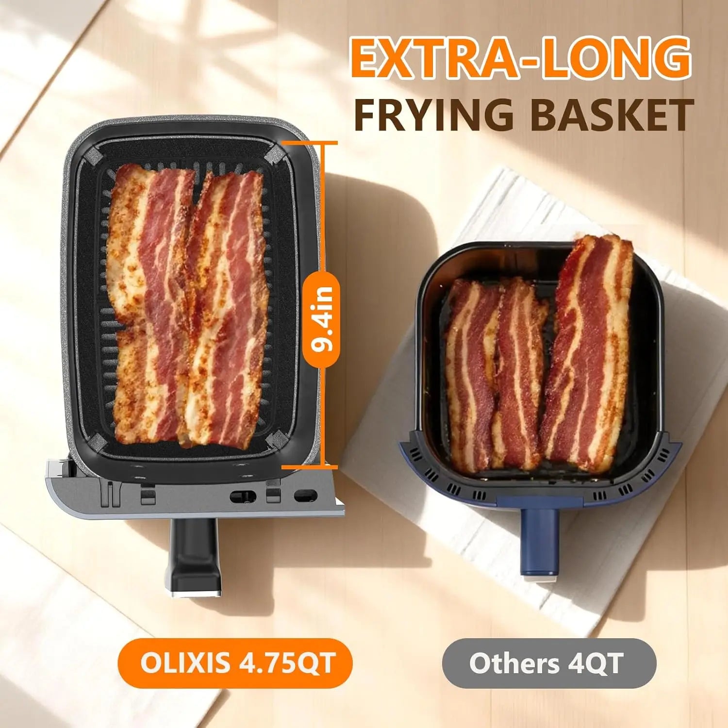9.5 Quart Large Air Fryer with Double Basket