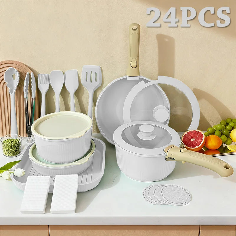 Nonstick Cookware Set Detachable Handle, Oven Safe