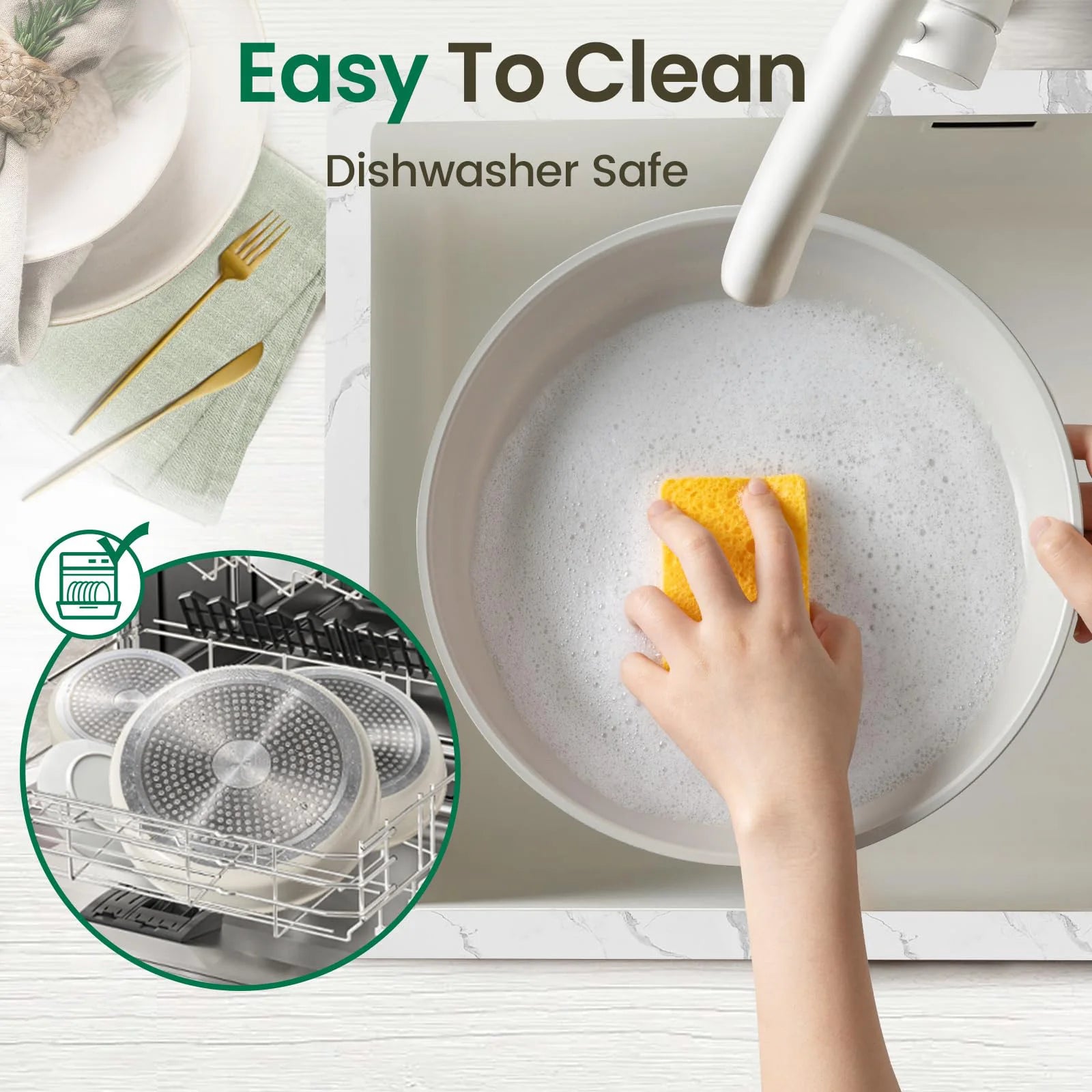Nonstick Cookware Set Detachable Handle, Oven Safe