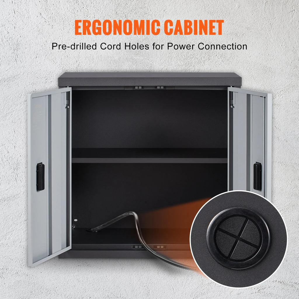 SucceBuy Foldable Wall Cabinet Metal Garage Locker Mounted Tool Chest Adjustable Shelf Magnetic Door for Warehouse Office Home