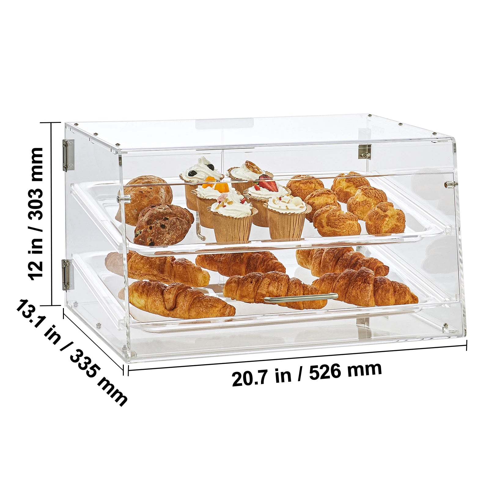 SucceBuy 2 Tray Clear Pastry Display Case