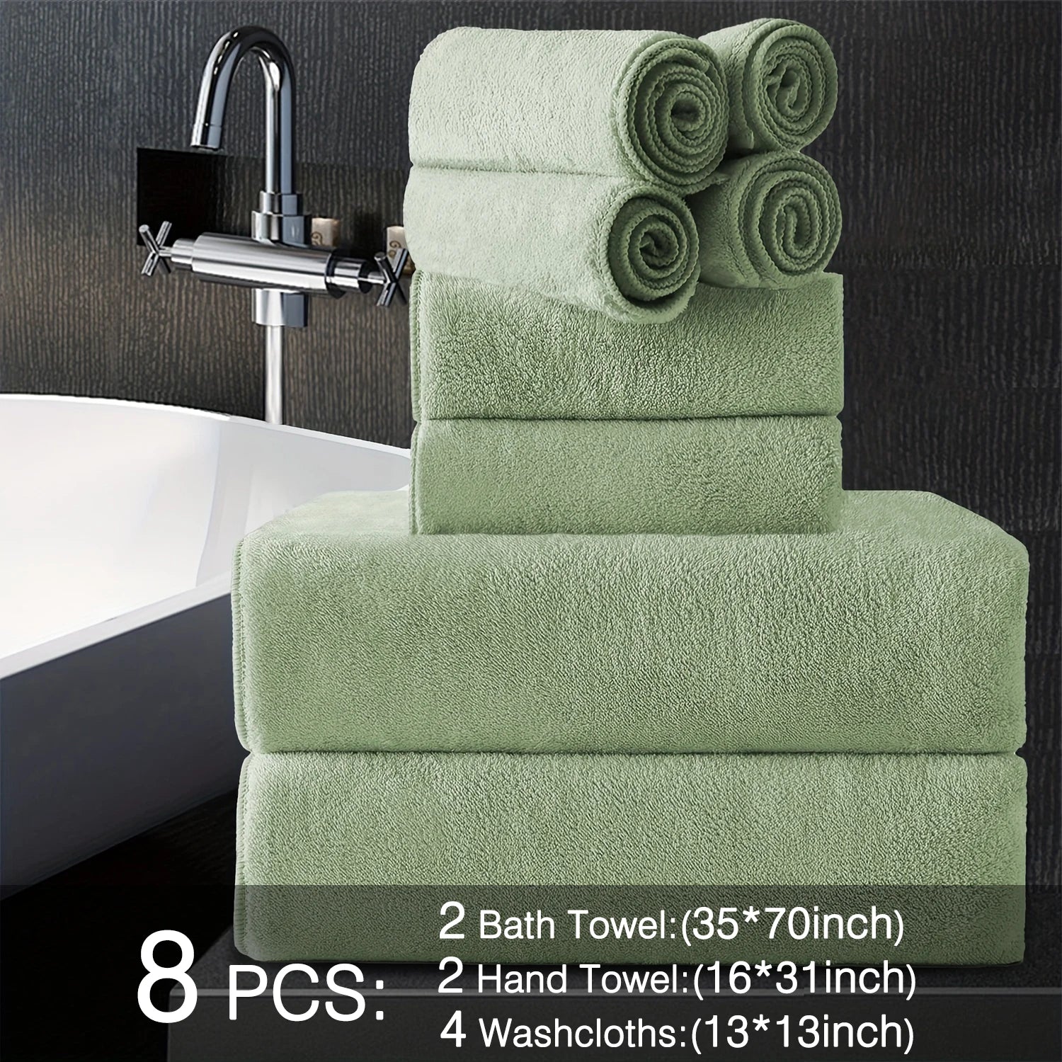 8pcs Oversized Bath Towels Set 35" x 70"