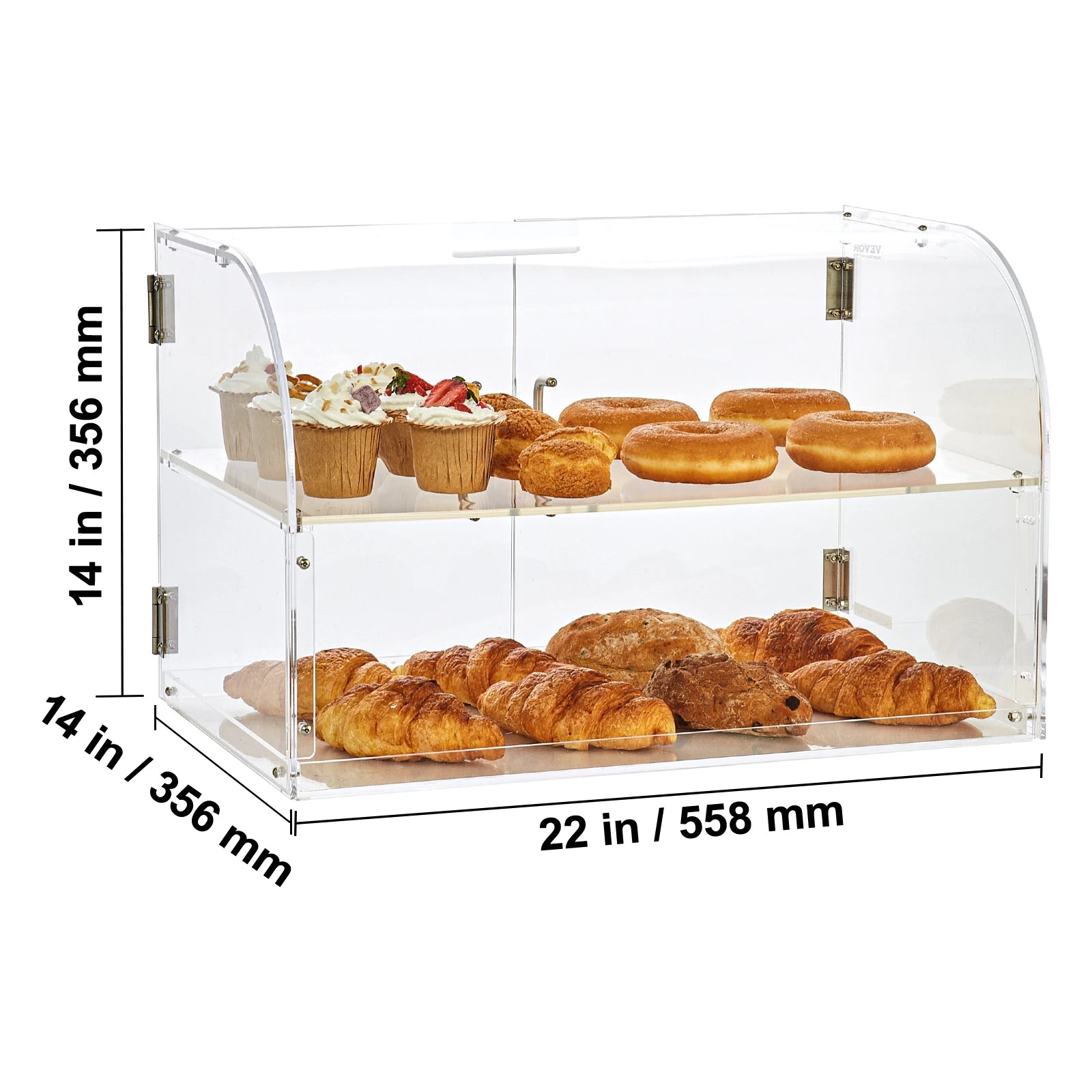 SucceBuy 2 Tray Clear Pastry Display Case