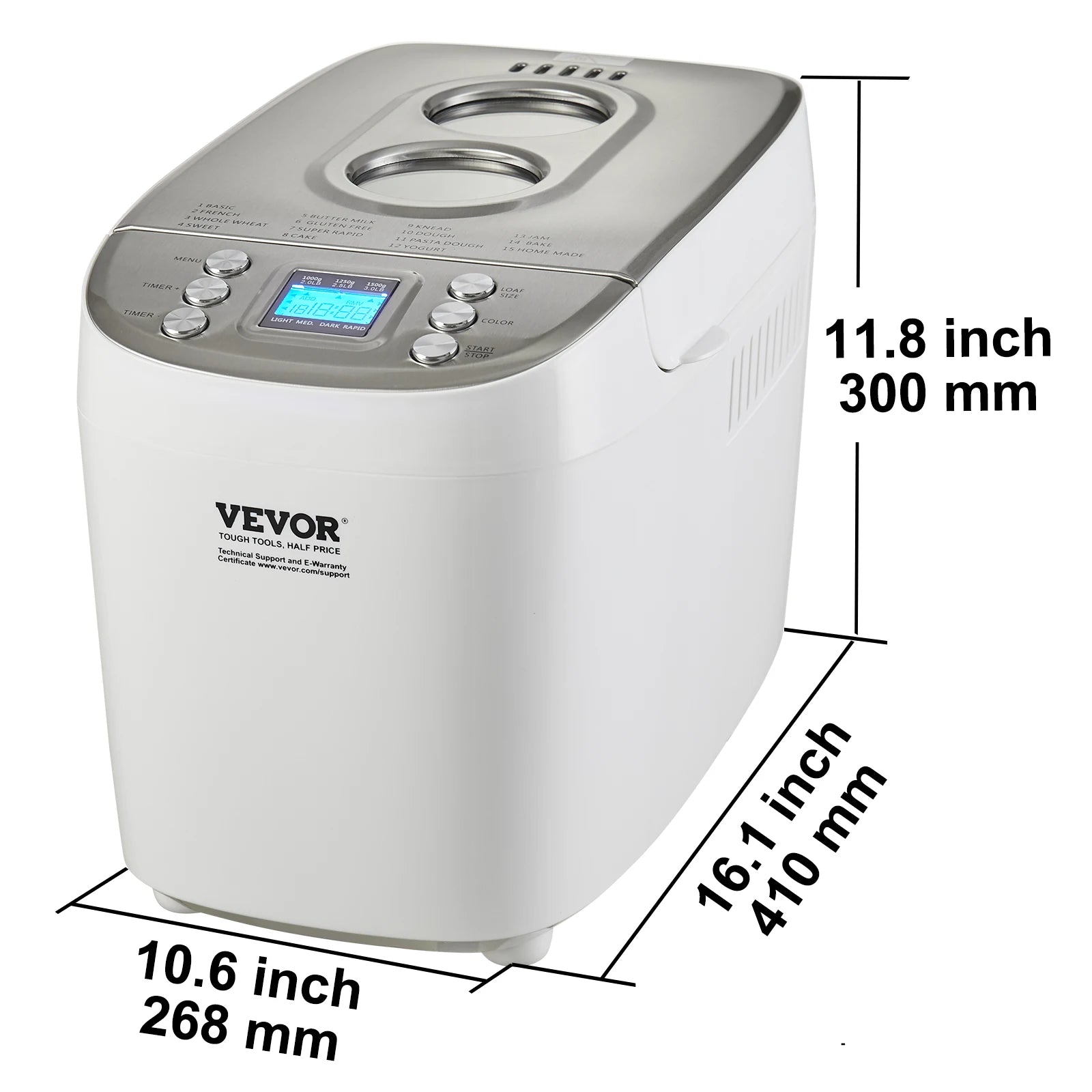 Bread Maker 15-in-1 Dough Machine with Gluten Free Setting