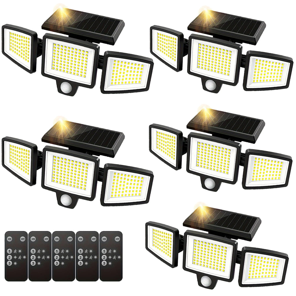 (1/2/3 Pack) 3-Head Solar Outdoor Light, Motion Sensor Security Light with Wireless Remote Control