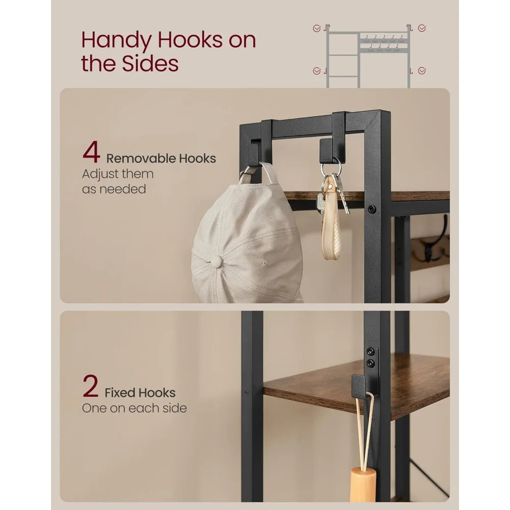 Entryway Coat Rack with Shoe Storage