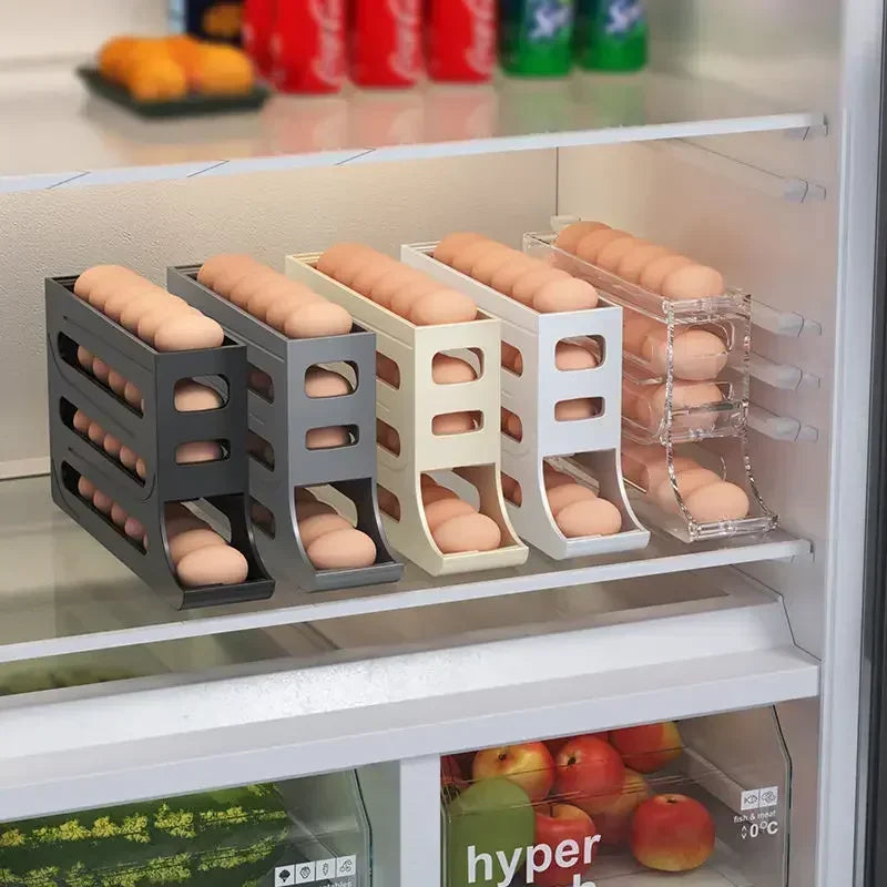 4 Layers Automatic Rolling Egg Holder Kitchen Refrigerator