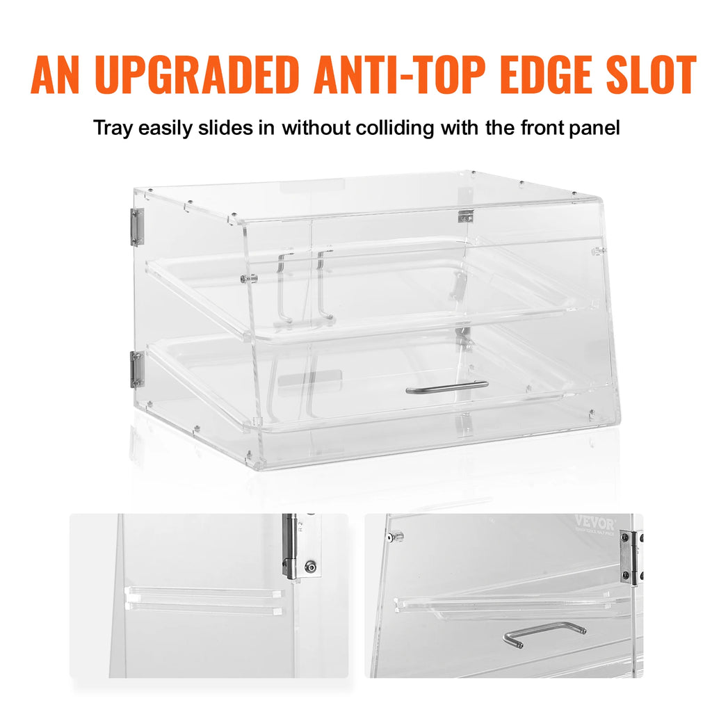 SucceBuy 2 Tray Clear Pastry Display Case