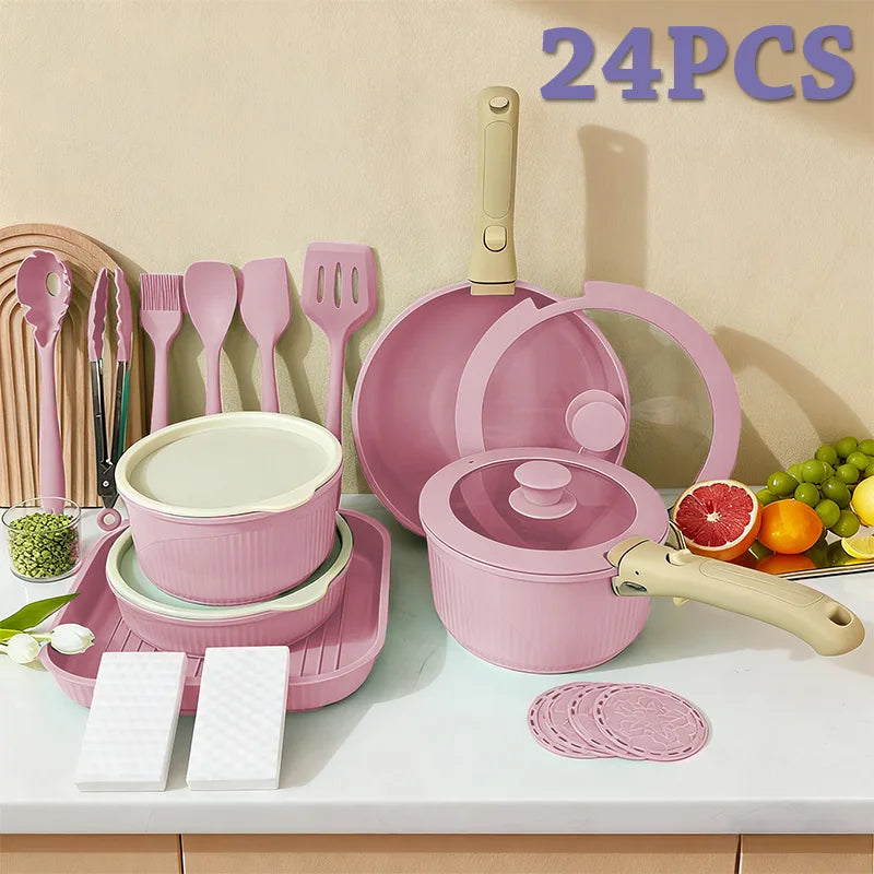 Nonstick Cookware Set Detachable Handle, Oven Safe