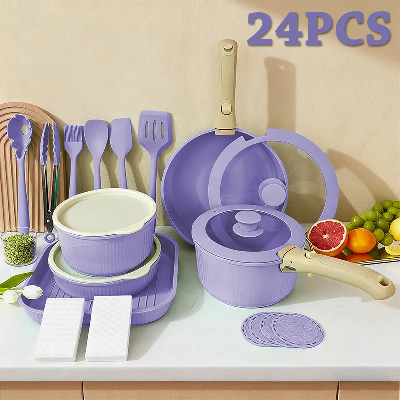 Nonstick Cookware Set Detachable Handle, Oven Safe