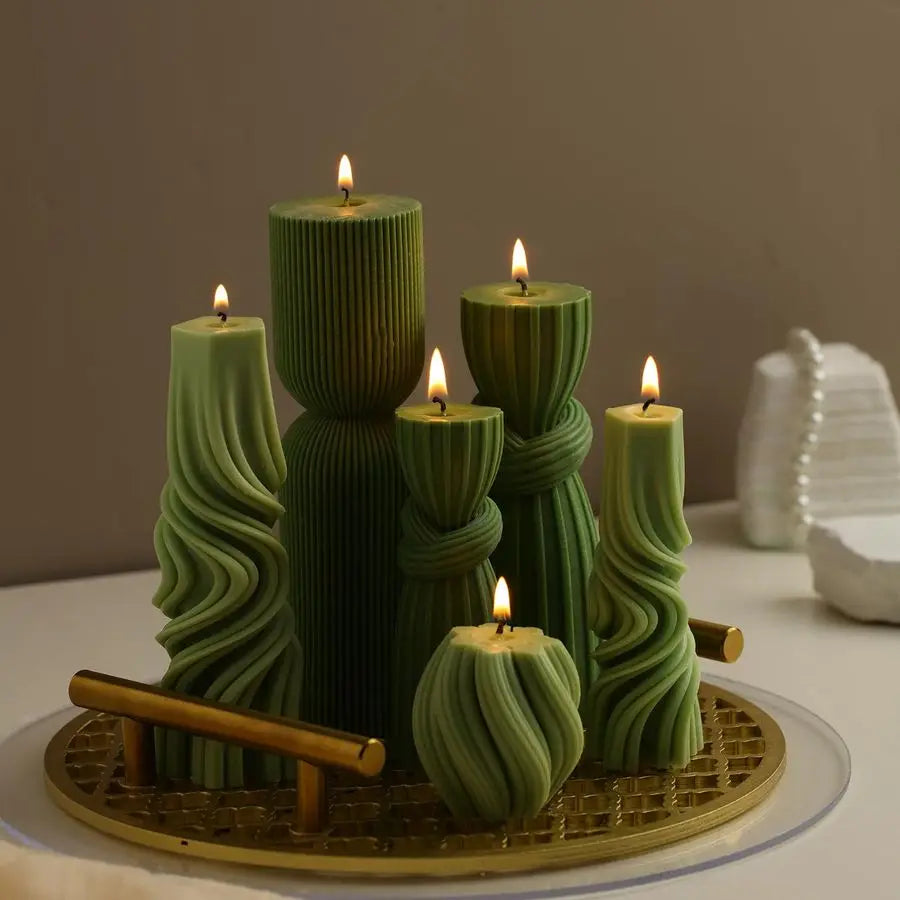 Green Soy Wax Pillar Candles