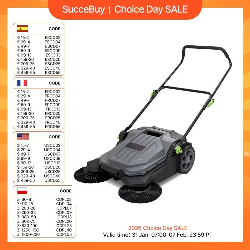 5-Gal Walk-behind Floor Sweeper 25.6"