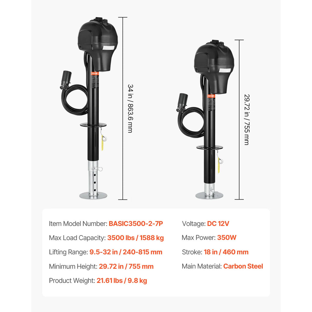 3500/5000Lbs Electric Trailer Jack for Campers