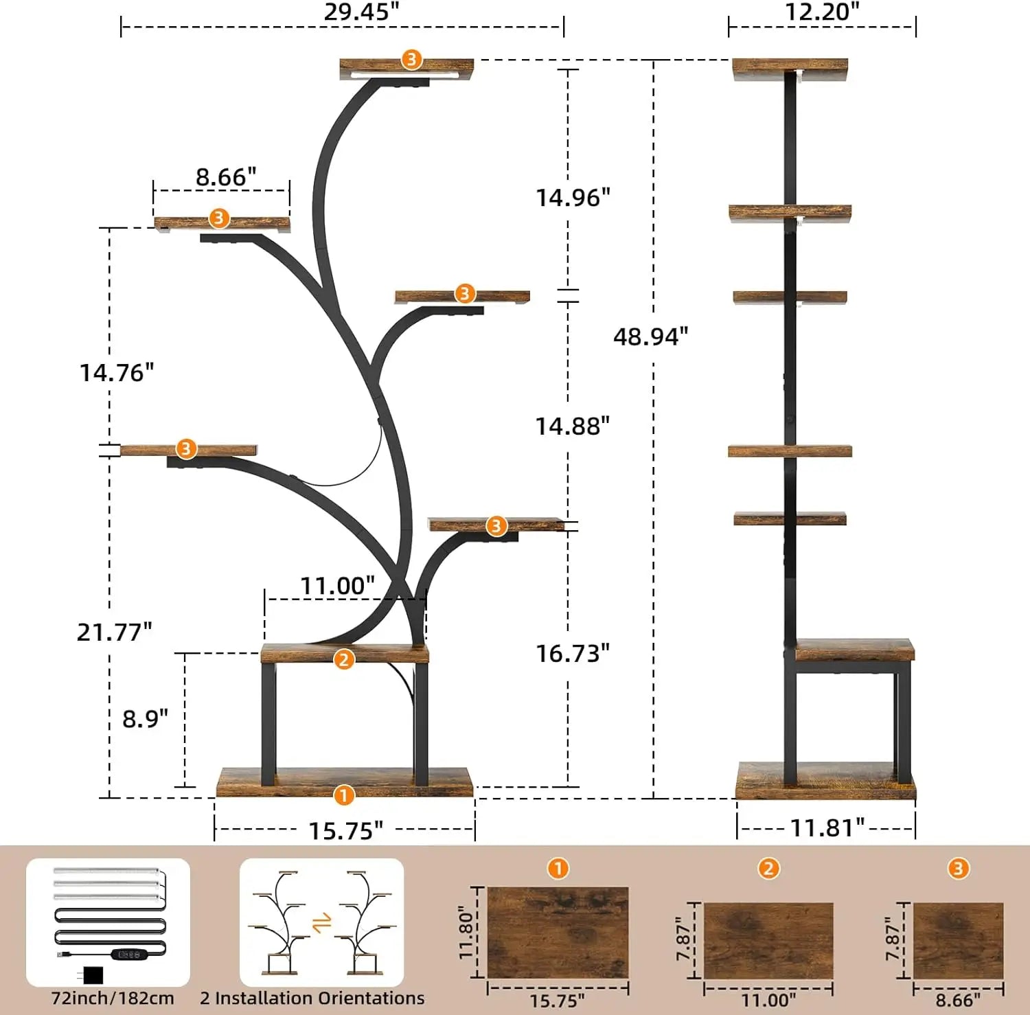 7-Tier Indoor Plant Stand with Grow Lights