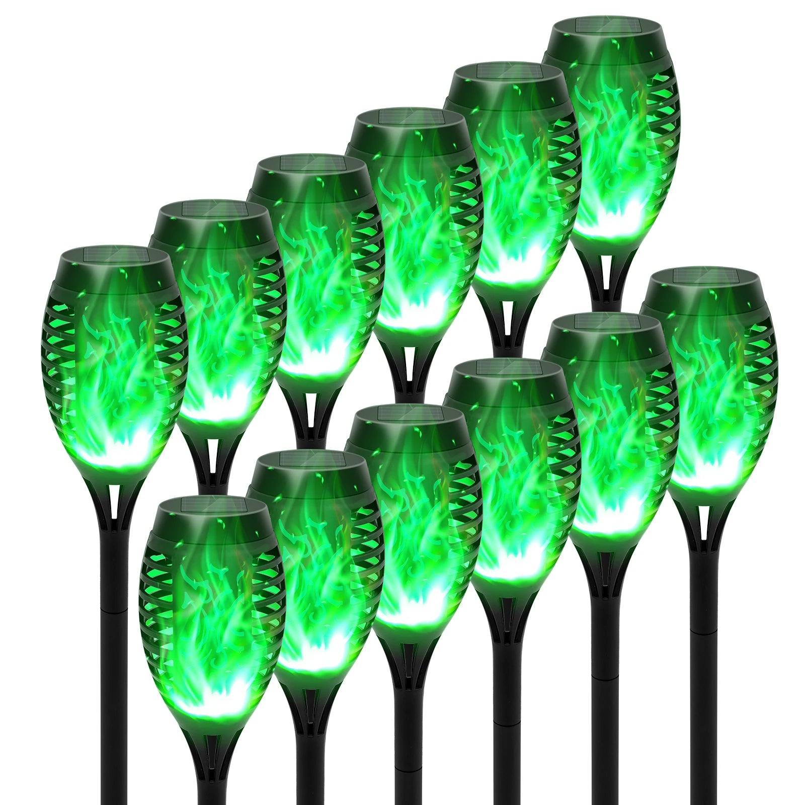 4/6/8/12Pcs Solar Flame Torch Light LED Flickering Outdoor Decoration Powered For Lawn Path Yard Patio Floor Night Lamp