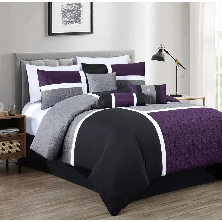 Queen  7Piece Quilted Patchwork Comforter