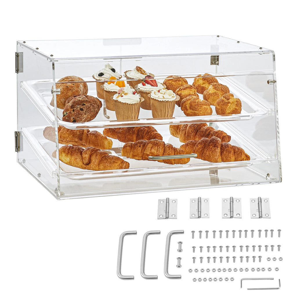SucceBuy 2 Tray Clear Pastry Display Case