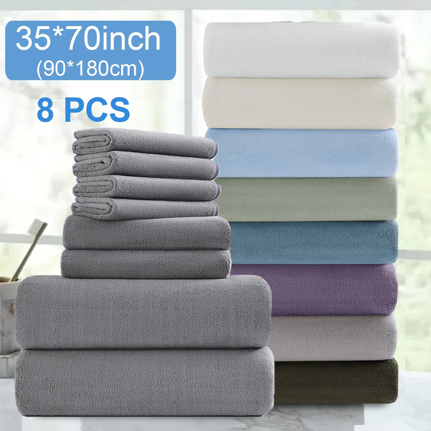 8pcs Oversized Bath Towels Set 35" x 70"