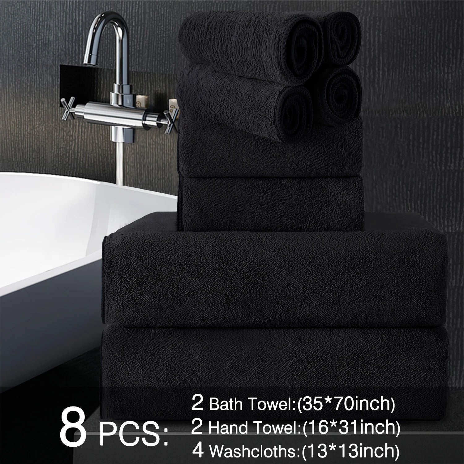 8pcs Oversized Bath Towels Set 35" x 70"