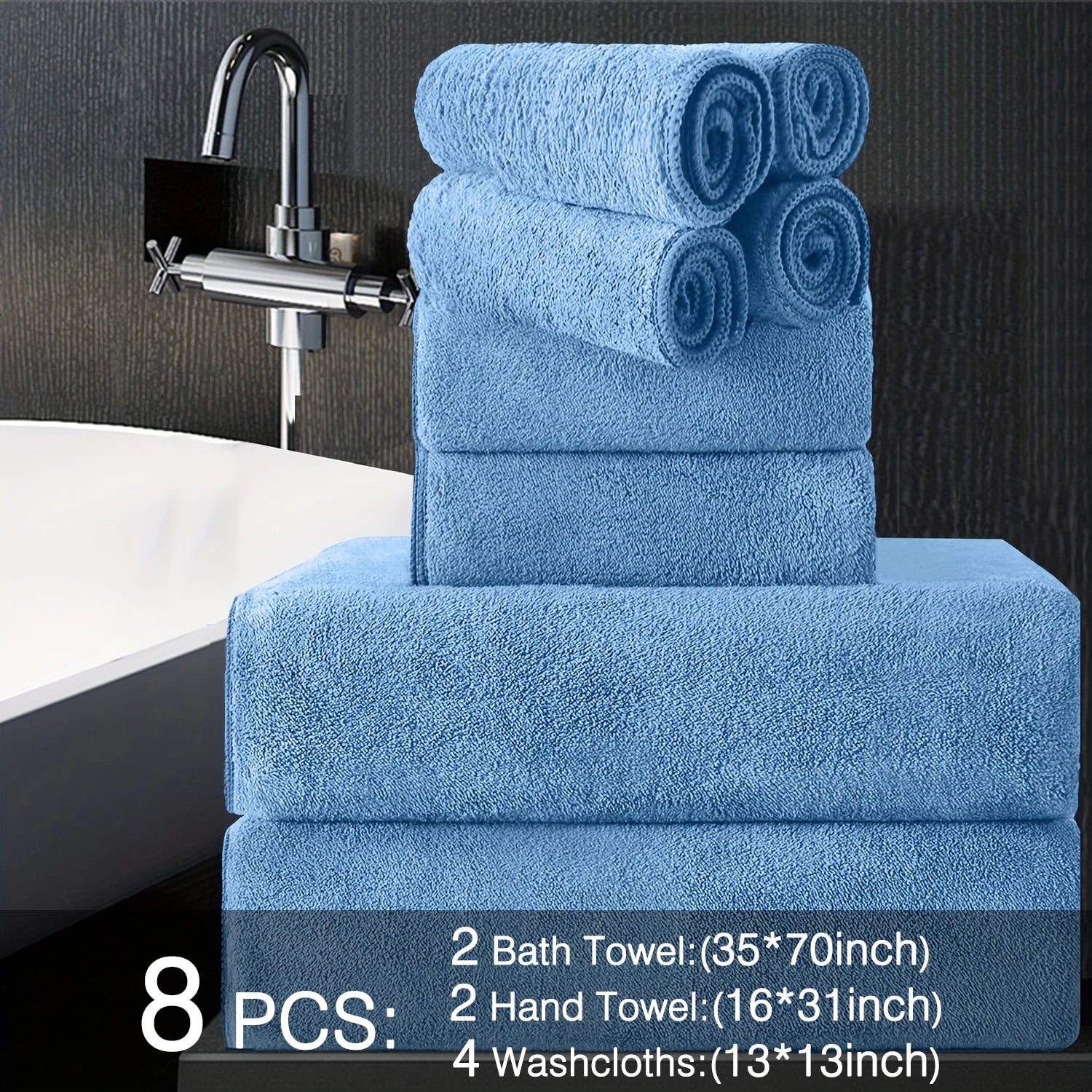 8pcs Oversized Bath Towels Set 35" x 70"