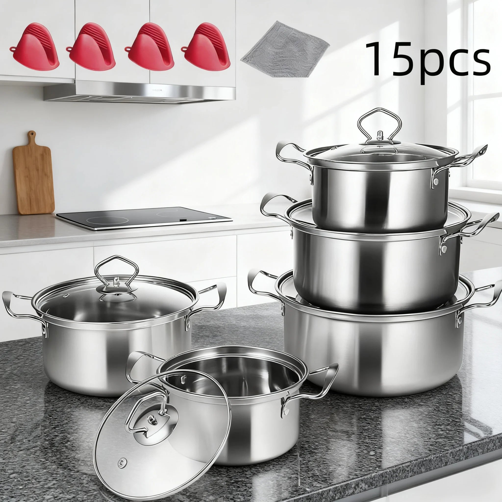 15 pcs Stainless Steel cookware set