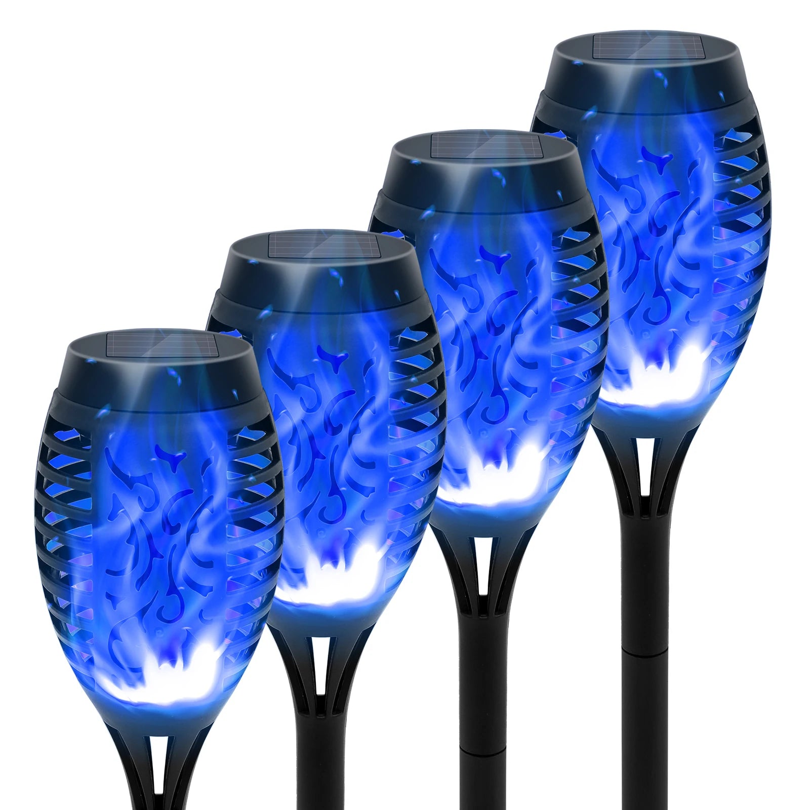 4/6/8/12Pcs Solar Flame Torch Light LED Flickering Outdoor Decoration Powered For Lawn Path Yard Patio Floor Night Lamp