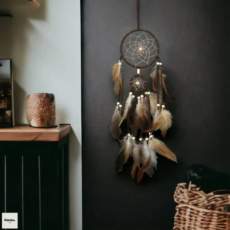 Indian Dream Catcher with Brown Feathers