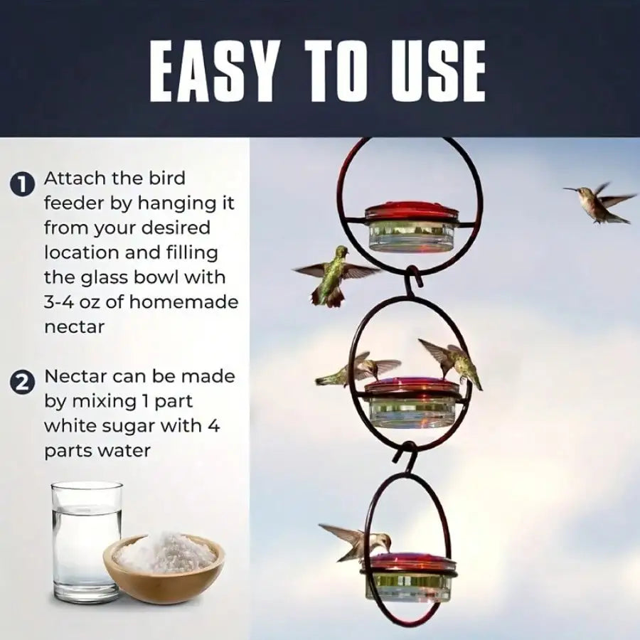 3pcs Metal Hanging Hummingbird Feeder