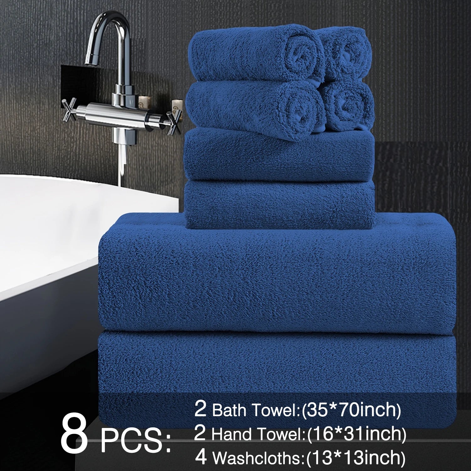 8pcs Oversized Bath Towels Set 35" x 70"