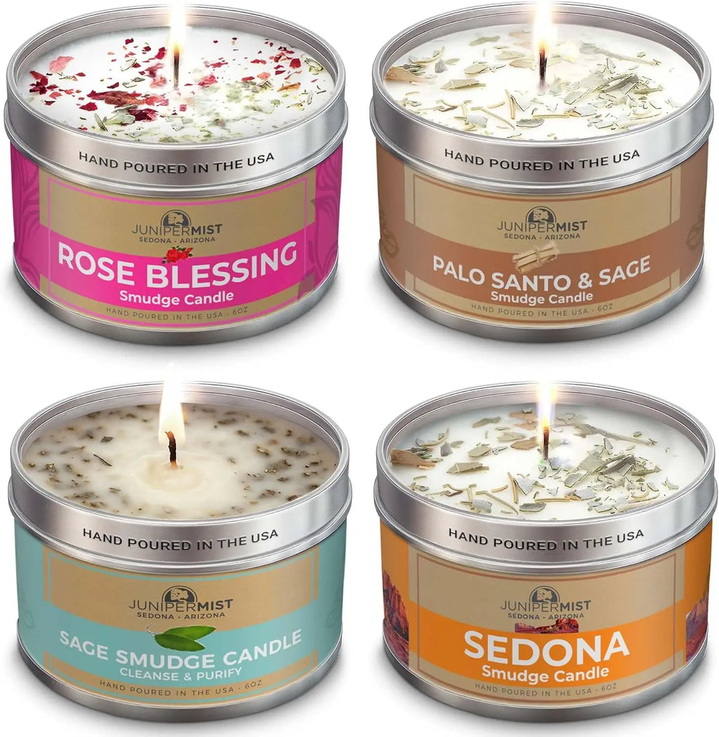 Soy Wax Spiritual Candle Set (4x6oz) - Love, Grounding, Cleansing & Awakening for Protection & Healing