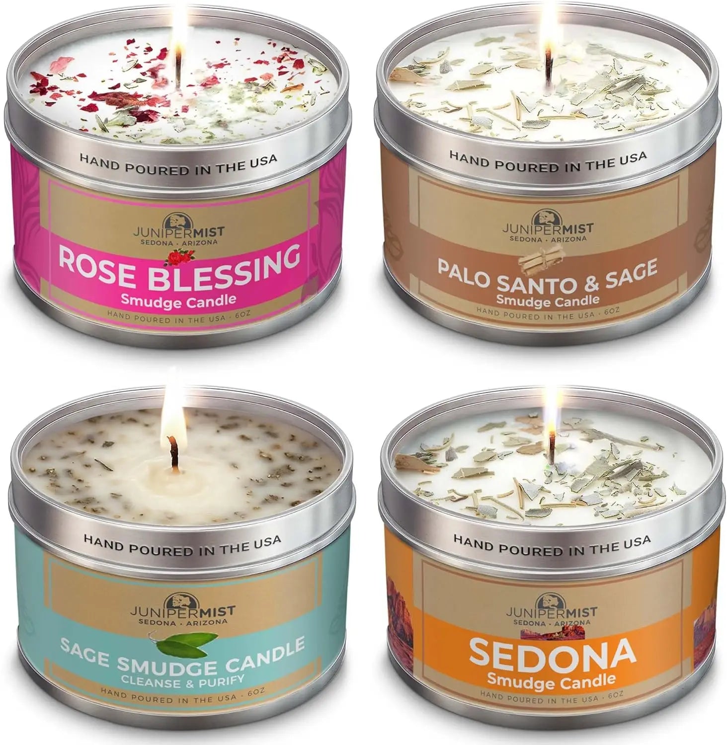Soy Wax Spiritual Candle Set (4x6oz) - Love, Grounding, Cleansing & Awakening for Protection & Healing