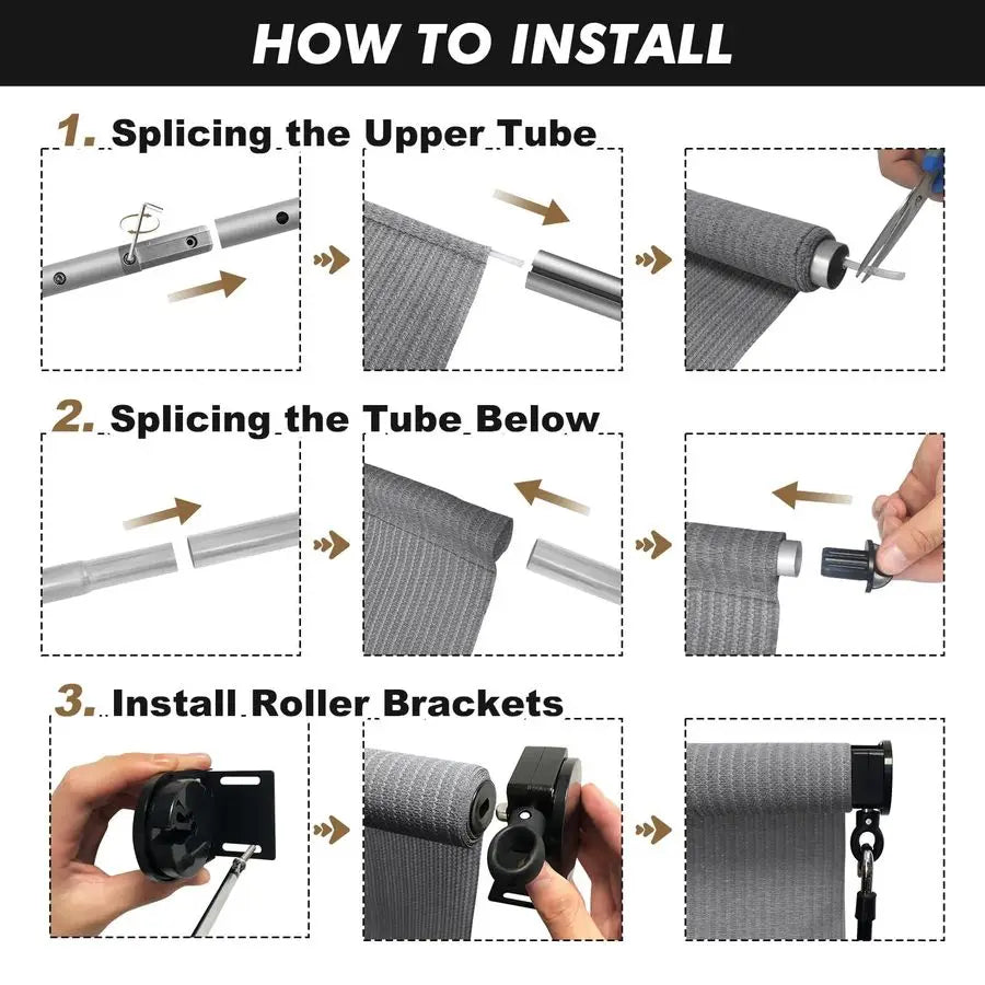 Patio Shades Roll Up Outdoor Roller Shade 8Wx8H, Cordless Exterior Roller Blinds Cloth for Porch Pergola Gazebo, Gray