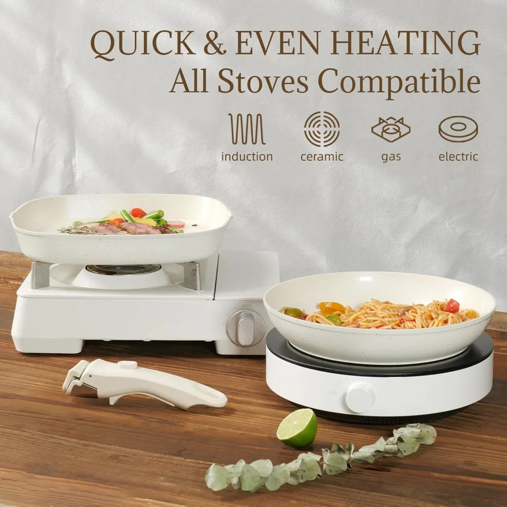 23Pcs Ceramic Cookware Set Non Stick Non Toxic  Pots and Pans
