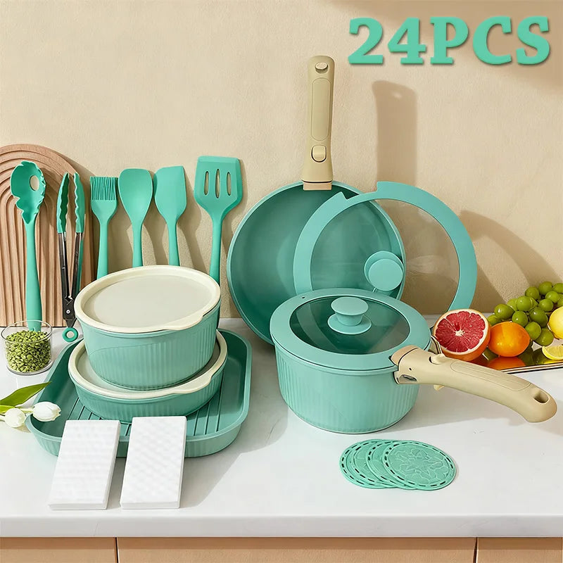 Nonstick Cookware Set Detachable Handle, Oven Safe