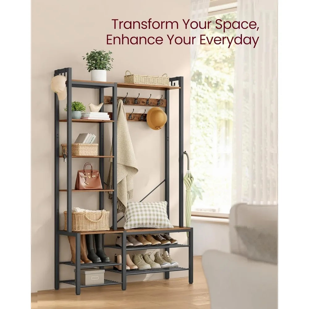 Coat Rack Shoe Rack Combo Entryway Coat Rack with Shoe Storage – Home Innovation Goods