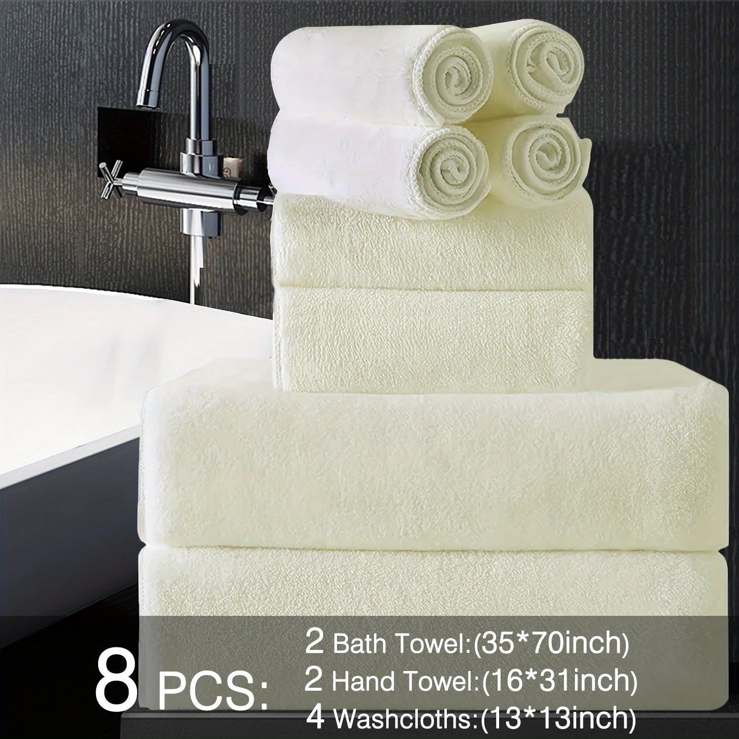 8pcs Oversized Bath Towels Set 35" x 70"