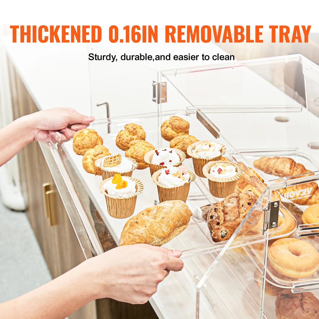 SucceBuy 2 Tray Clear Pastry Display Case