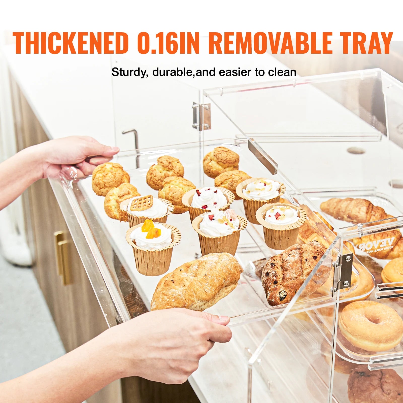 SucceBuy 2 Tray Clear Pastry Display Case