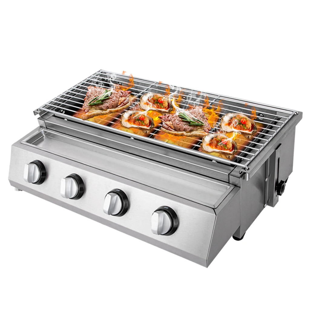 Professional 4-Burner Stainless Steel Smokeless Propane/LPG Gas Grill