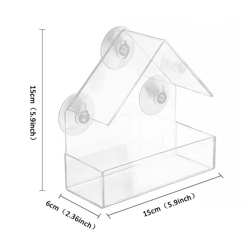 Bird Feeder Transparent House  With Suction Cup